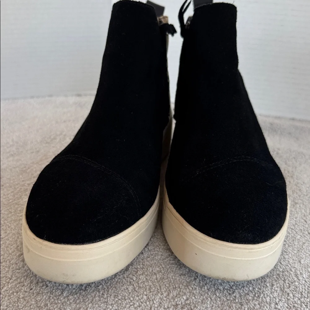 Toms Black Suede & leopard print women’s ‎ Jaime slip on shoes size 9.5 sneakers